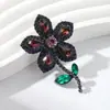 Broche de Flor Retro de Lujo Accesible de Gama Alta, Exquisito Ramillete de Cristal de Gama Alta, Elegantes Accesorios de Pines de Planta Elegantes