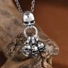 Colgante de plata de ley S925 con diseño de calavera punk con personalidad desgastada de King of Deer, collar de plata de ley, joyería de plata para hombre.