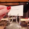 Brincos de Argola Cruzados com Strass na Frente e Atrás 2023 Nova Moda Coreia do Sul Elegante Celebridade da Internet Brincos com Pino de Prata Brincos para Mulheres