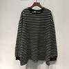 B714 # (Imagen Oficial Precio Real) Sudadera de Manga Larga de Talla Extragrande 150 kg con Cara Sonriente Bordada y Rayas Horizontales Sueltas para Mujer