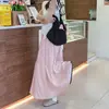 Falda de pastel Primavera Nueva Ropa exterior para mujer Cintura alta Aspecto adelgazante Falda de línea A drapeada Versátil de longitud media Dulce