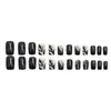 Uñas Vestibles Estilo Llama Negra y Dorada, Estilo Corto, Efecto Iluminador, Piezas de Uñas Vestibles Desmontables Venta al por Mayor