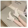 Botas estilo Martin grossas e quentes, forradas com fleece, para mulheres, coleção outono/inverno 2026, bico quadrado, elegantes, versáteis e que afinam a silhueta