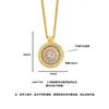 Pingente bússola de oito tesouros em zircônia cravejada de diamantes banhado a ouro, rotativo, para mulheres, colar corrente de suéter de luxo leve, cheio de diamantes rosa e amarelos