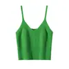 Camiseta de tirantes de punto de cachemira 100% pura estilo francés con cuello en V para mujer, top de tirantes acanalado de cintura alta, adelgazante y versátil, imprescindible