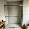 Cerramiento de Ducha Minimalista Sin Marco Deslizante, Mampara de Cristal de Línea Recta para Proyectos de Hotel y Alojamiento Familiar, Venta Directa desde el Fabricante de Origen