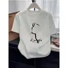 Camiseta de Algodão Puro com Gola Redonda e Manga Curta para Mulheres, Estilo Novo 2026, Camiseta Base Cinza Escuro Fashion e Versátil para o Verão