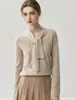Suéter con Cuello en V, Lana y Cachemira, Rejuvenecedor, con Cintas Llamativas, Corte Ligeramente Holgado, Camiseta Base de Punto para Mujer, Bebé