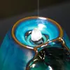Queimador de incenso de cerâmica com refluxo criativo mudança de forno azul fonte esquerda e direita queimador de aromaterapia com refluxo ornamentos para casa