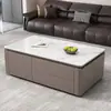 2026 Nova Mesa de Centro e Rack para TV em Pedra Sinterizada Estilo Creme para Sala de Estar, Design Moderno Simples para Apartamentos Pequenos, Formato Retangular Popular