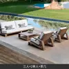 Sofá de Exterior Patio Jardín Exterior Aleación de Aluminio Impermeable Resistente al Sol Muebles Hotel Teca Ocio Combinación Sofá Tejido