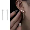 Brincos Assimétricos de Estrela de Quatro Pontas Moda Feminina Elegante Elegantes Brincos de Estrela de Quatro Cantos Nicho Ins Corrente de Orelha Vento Frio