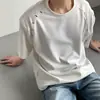 Camiseta Coreana de Verano Holgada de Peso Pesado con Mangas Cortas y Diseño Metálico, Camiseta Básica de Media Manga, Tendencia Nicho para Hombres y Mujeres