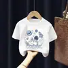 Camiseta de Manga Corta Estampada con Dibujos Animados de Algodón Puro para Niños de Edad Media y Mayores, Ropa Exterior de Verano para Niños, Ropa Infantil Moderna de Media Manga Atractiva para Niños