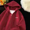 Moletom com Capuz para Homens e Mulheres, Primavera e Outono Americano Pesado Básico Versátil Cardigan com Zíper Jaqueta Nova de Inverno 2024
