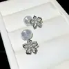 Pendientes de Flor Hueca de Circonita de Moda con un Toque de Lujo, Pinzas para Orejas de Moda para el Trabajo, Pendientes Populares