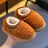Pantuflas de algodón para niños de invierno, unisex, cálidas y con forro polar, antideslizantes, de suela gruesa, lindas, peludas, para usar en interiores, zapatos de algodón para niños