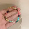 Estilo bohemio colorido con cuentas de piedra natural, diseño de nicho para niñas, pulsera de muñeca de piedra natural, estilo fresco, que reduce la edad