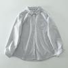 Camisa de Manga Larga a Rayas Oxford de Algodón con Cuello Camisero, Temperamento Artístico, Fresca, Versátil para las Cuatro Estaciones, Camisa para Apilar
