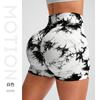 Shorts Esportivos Fitness ao Ar Livre Feminino Tie-Dye Calça de Yoga Alta Elasticidade Justa Secagem Rápida Shorts de Yoga Calça de Três Pontos Bumbum Levanta