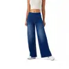 2025 Nuevos Pantalones de Pierna Ancha Sueltos de Cintura Alta Europeos y Americanos Pantalones de Mezclilla Adelgazantes para Mujer