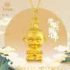 Shuibei Oro 999 Oro Puro Mito Negro Wukong Colgante Femenino 3D Oro Sólido Rey Mono Pequeño Mono Dorado Colgante de Collar
