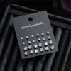 Set de Perlas Sencillo Transfronterizo Circonita Asequible Combinación Cuadrada Aretes Aretes Tarjeta Negra Aretes de Tres Piezas para Estudiantes