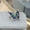 Anel Aberto Esmaltado Gota de Óleo Floco de Neve Borboleta Cobra Design de Nicho Estiloso Fada Versátil Empilhável Acessível Anel de Luxo para Mulheres
