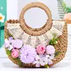Bolsa de Paja Flor Artificial Material para Manualidades Bolsa Hecha a Mano Bolso de Mano Evento de Calentamiento Creación de Equipo Salón Regalo de Vacaciones