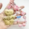 Ouro Puro 999 Urso Morango Desenho Animado Berry Trouble Corrente para Celular Chaveiro Pingente Presente para Namorada