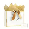 Bolsas de Regalo con Lazo Estampado Dorado, Bolsas de Papel para Cosméticos, Venta al por Mayor desde Fabricante, en Stock, Exportación, Transfronterizo, Envío Gratis