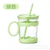 Copo de palha fofo, copo de água de vidro para meninas, copo de água infantil de aparência elegante, copo com alça, copo de café, presente atacado