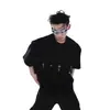 Camiseta de Manga Corta con Estructura Metálica Cleanfit Estilo Americano para Hombre, Nueva Tendencia de Verano Marca de Nicho Ajuste Holgado Top de Manga Tres Cuartos
