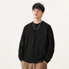 Ropa para Hombre Fengshe / Sudadera Holgada de Otoño e Invierno con Estampado Casual, Bolsillo en el Pecho, Etiqueta, Top Vintage de Manga Larga de Peso Pesado 300g para Hombre