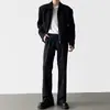 Calça versátil da moda outonal para homens, estilo de rua japonês, simples e casual, estilosa, afina a silhueta, alonga as pernas, calça ligeiramente flare