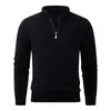 Suéter Pulóver de Punto Casual con Media Cremallera para Hombre de Comercio Exterior Otoño/Invierno Joven Delgado Moderno Engrosado Cálido Capa Base
