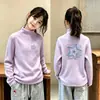 2026 Top de Forro Polar Otoño/Invierno para Niñas Medianas y Grandes Camiseta Elegante de Manga Larga Versátil Prenda Base Moda Cuello Alto Ropa Interior
