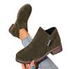 Botas Cortas para Mujer de Tacón Bajo y Medio Esmaltadas, Botas de Tacón Grueso con Suela Plana y Cremallera Lateral, Estación Independiente, Comercio Exterior Europeo y Americano