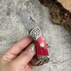 Directamente del fabricante: Navaja Plegable de Damasco con Exquisita Cabeza de Acero Repujado, Navaja de Bolsillo Afilada para Uso en Exteriores