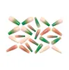 Parches para Uñas Color Melocotón Fresco, Piezas de Arte para Uñas Usables Estilo Francés Verde, Uñas que Realzan el Tez, Productos Terminados al por Mayor