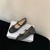 Aumento de Altura Interior~Zapatos Mary Jane Redondos Tejidos de Estilo Francés con Hebilla para Mujer, Nuevo Modelo Primavera 2026