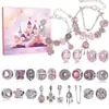 Castelo Rosa de Natal Joias com Contas Calendário de Presente Pulseira DIY Pulseira Caixa Surpresa Rosa Aniversário Poke Divertido