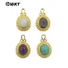 WT-P1963 Colgante de Gema Redonda Pequeña de Color Clásico Piedra Natural DIY Accesorios para Pendientes Pulsera Hechos a Mano