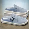 Calçados Masculinos de Verão Respiráveis de Tamanho Grande para Cruzamento de Fronteiras, Meia-Bota Heelless Meio Copo, Sandálias Slip-On Leves tipo Beanie para Homens 47
