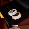 Anillo redondo de doble capa con circonita chapado en oro real de 14k, sensación de lujo ligero de alta gama, diseño vintage, accesorio de mano versátil