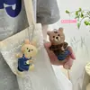 Llavero de peluche de tela de dibujos animados estilo coreano, lindo conejo que camina, oso y perro llavero para bolsas
