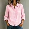 Camisa Casual de Manga Larga a Cuadros Suelta con Cuello para Mujer 2026 Primavera/Verano Amazon Transfronterizo Europeo y Americano Top para Mujer