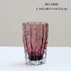 Vaso de Vidro Softhome Escandinavo de Boca Larga com Frisos e Borda Enrolada Plissado Decoração Suave Decorações para Sala Modelo