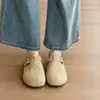 Aumentadores de altura retro nuevos sin cordones suela gruesa punta redonda versátiles para persona perezosa ante zuecos Birkenstock completamente cerrados mujer otoño invierno