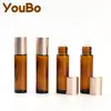 Em Estoque Transfronteiriço Frasco Roll-on de Vidro Âmbar 10ml, Frasco Roll-on de Cristal Rosa para Óleo Essencial, Frasco de Perfume, Frasco Roll-on, Frasco Reutilizável